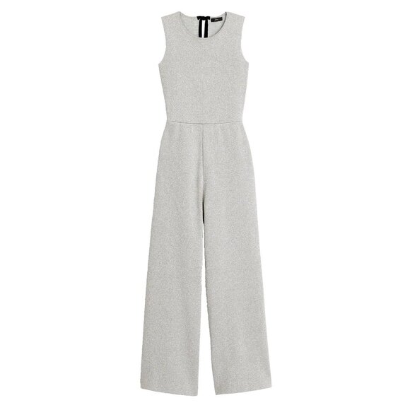 NEW J. Crew Silver Metallic Wide Leg Jumpsuit - Picture 3 of 13